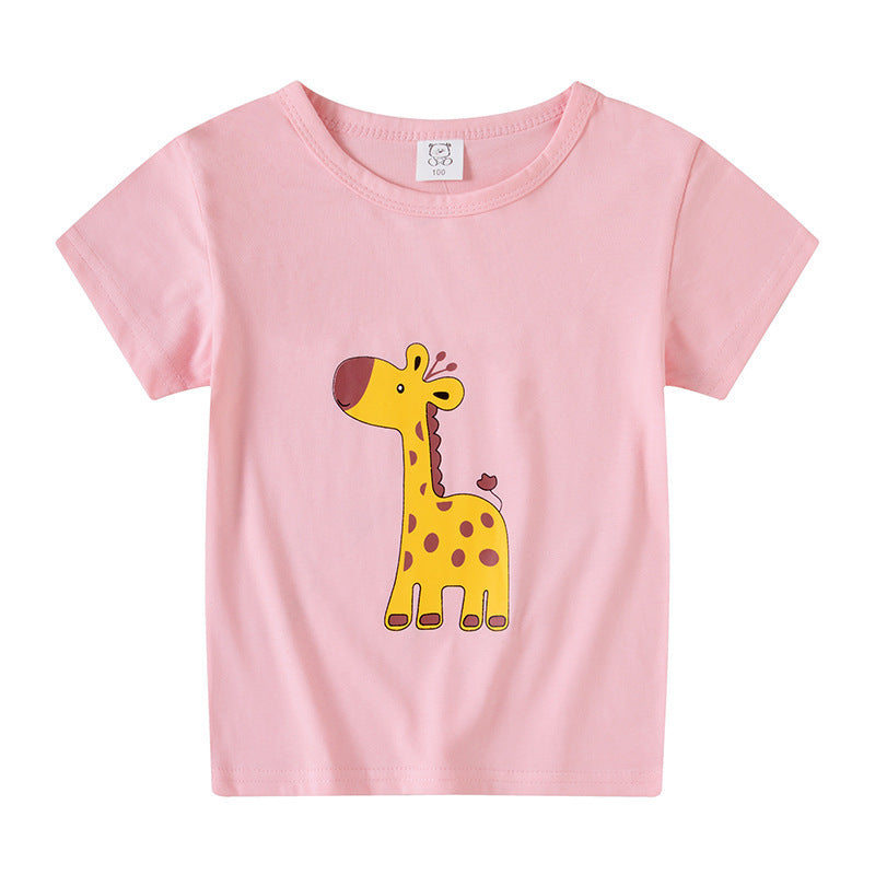 T-shirt à manches courtes pour enfants, garçons et filles, haut à manches mi-longues avec dessin animé