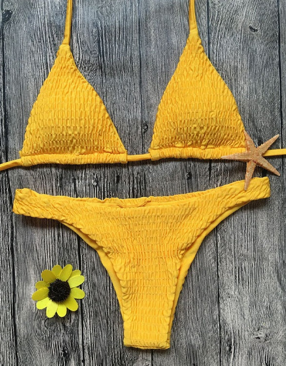 Maillot de bain sexy bikini triangle plissé
