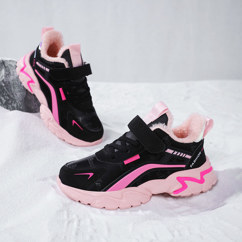 Baskets décontractées en cuir imperméable pour filles