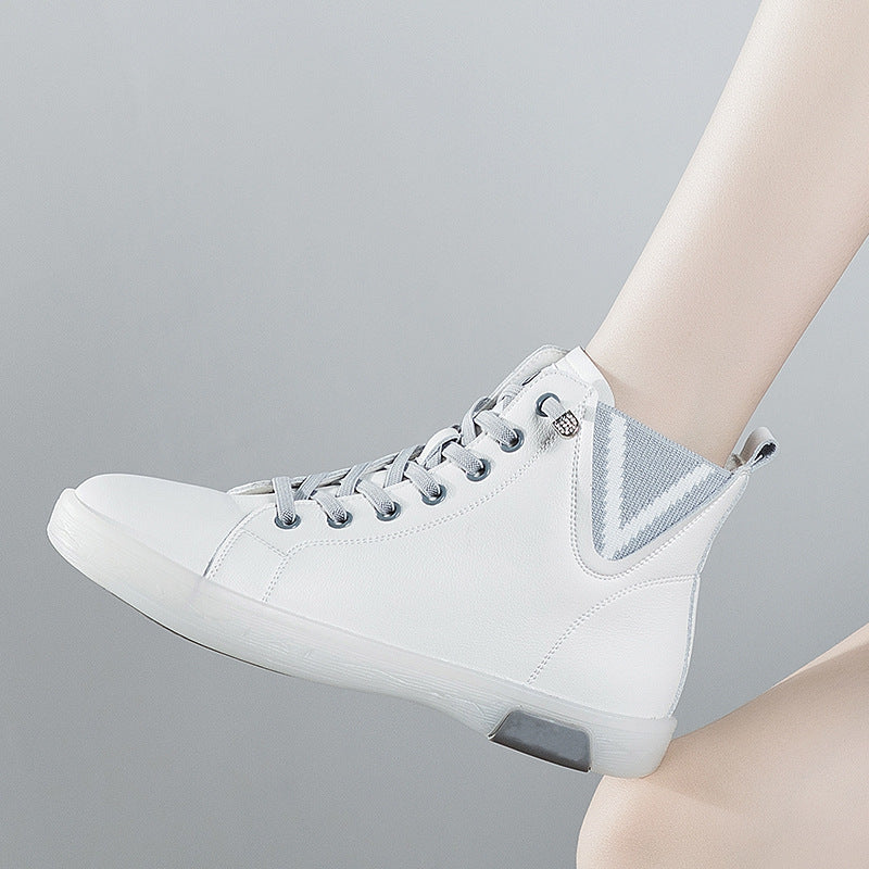 Bottes courtes pour femmes doublées de polaire chaussures blanches fond souple décontracté plat