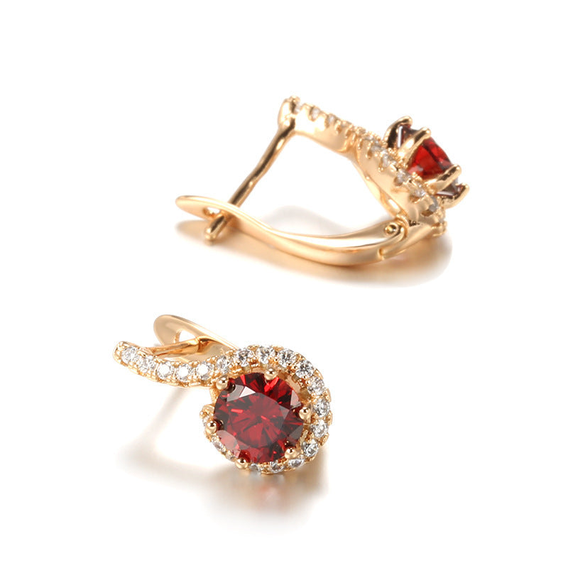 Boucles d'oreilles élégantes en Zircon, mode exquise, Pigeon à Six griffes, rouge sang, Zircon