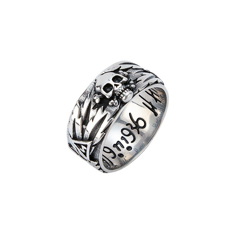 Skull Couple Ring Vintage Old Domineering Men's Cross Stainless Steel Ring