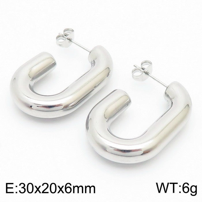 Clip d'oreille brillant en forme de U en acier titane plaqué boucles d'oreilles creuses 18 carats