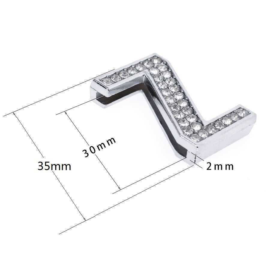 Cuentas dispersas de accesorios para collar de mascotas con letras de diamante blanco de Color cromado de 30mm