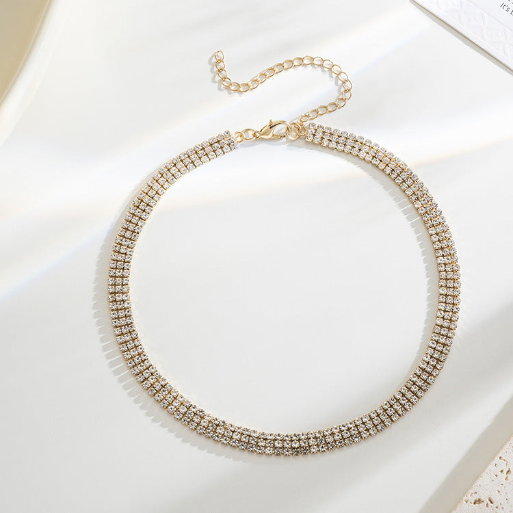 Collier avec chaîne de clavicule et diamants pour femmes, ne se décolore pas
