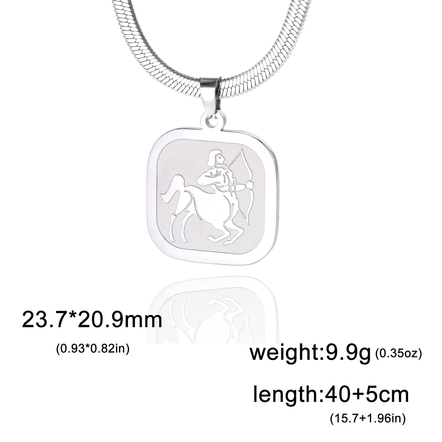 All-match Twelve Constellation Small Square Brand Stainless Steel Necklace