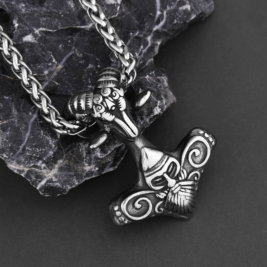 Sheep Head Retro Titanium Steel Hanging Necklace Ornament