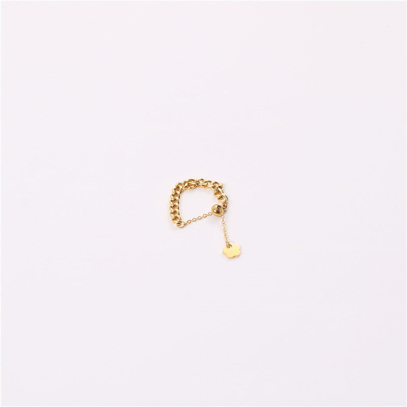 Bague à chaîne épaisse Simple européenne et américaine pour femme, influenceur en ligne, mode tempérament, traction réglable