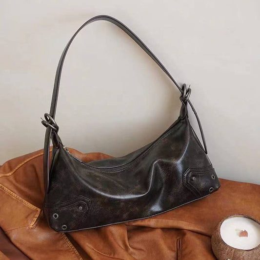 Bandolera de hombro retro de cuero encerado al óleo Diseño de interés especial Textura avanzada