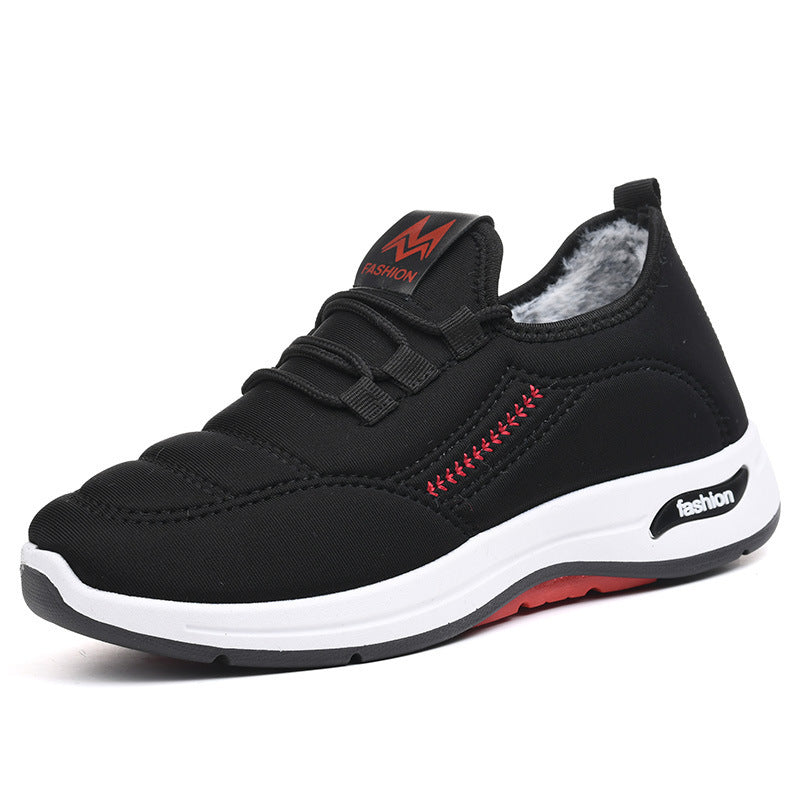 Chaussures en velours pour femmes, chaussures isolées rembourrées en coton, chaussures plates pour maman, bottes en coton