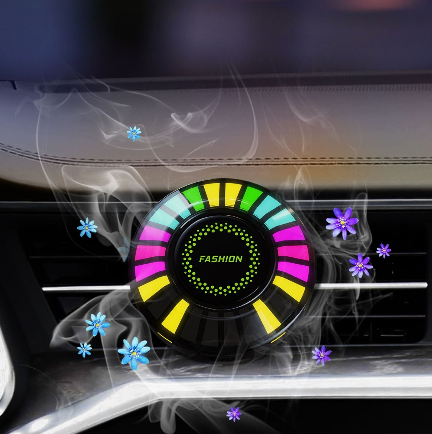 Lumière d'ambiance de voiture, capteur 3D RGB, rythme à commande vocale, sortie d'air de voiture, aromathérapie