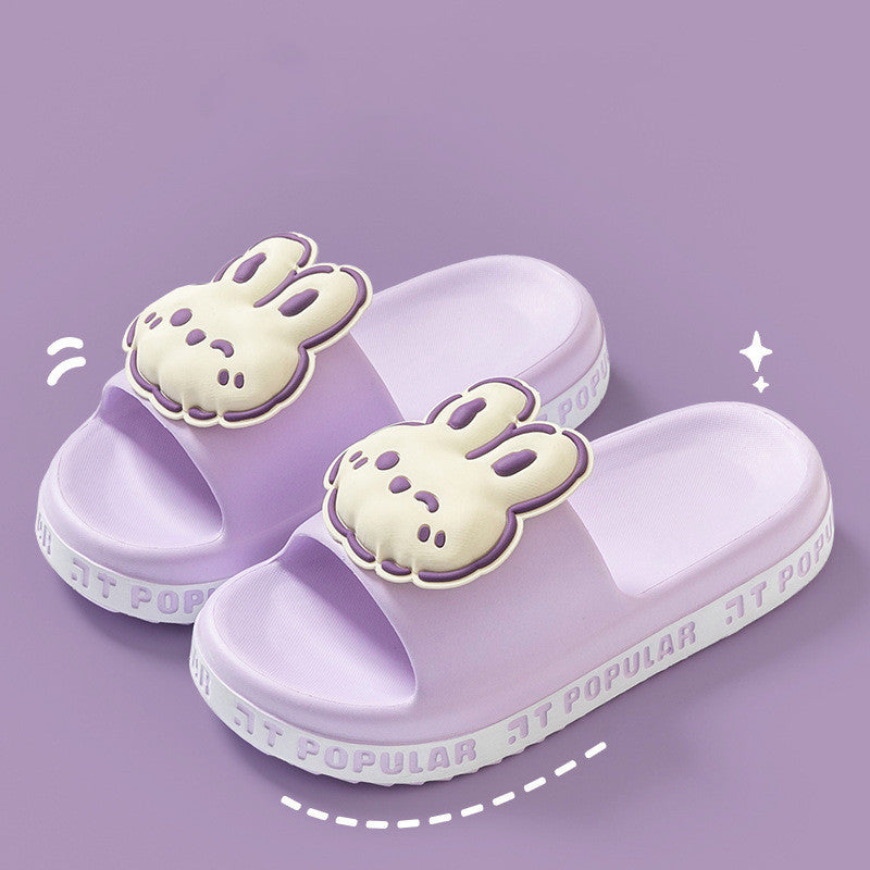 Pantoufles de lapin mignonnes pour femmes, chaussures d'été de jardin avec lettres, antidérapantes, pour l'intérieur, la salle de bain, la maison
