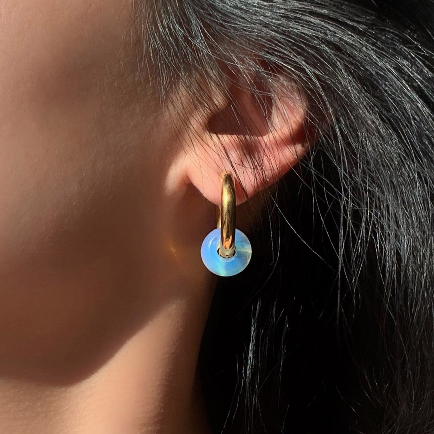 Double-Layer Gold-plated Colored Stone Earrings For Women