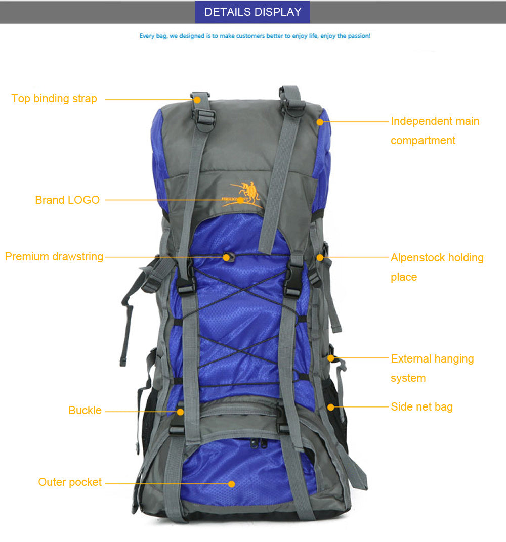 Mochila de viaje extra grande para exteriores de 60 litros