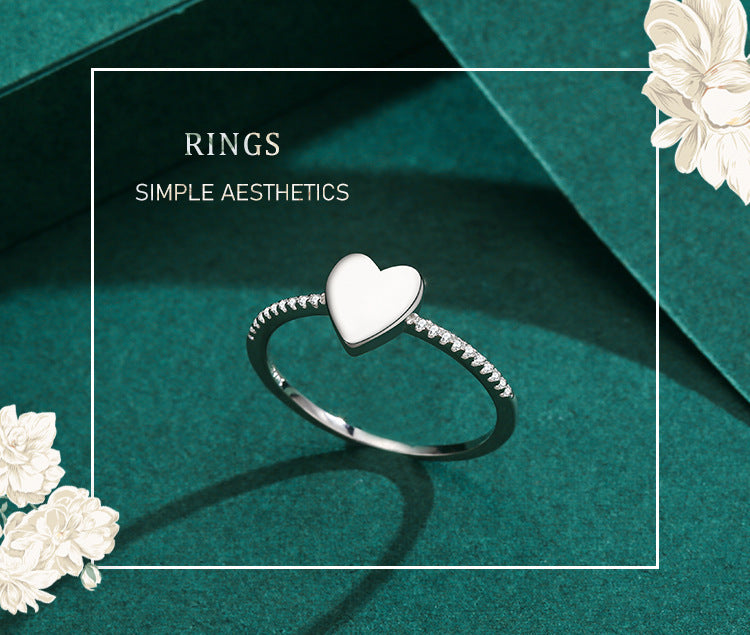 Women's Special-interest Design S925 Sterling Silver Heart-shaped Ring