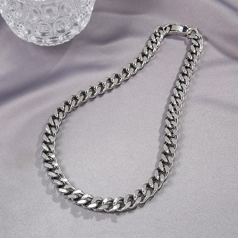 Thick Cuban Link Chain Titanium Steel Necklace Clavicle Chain