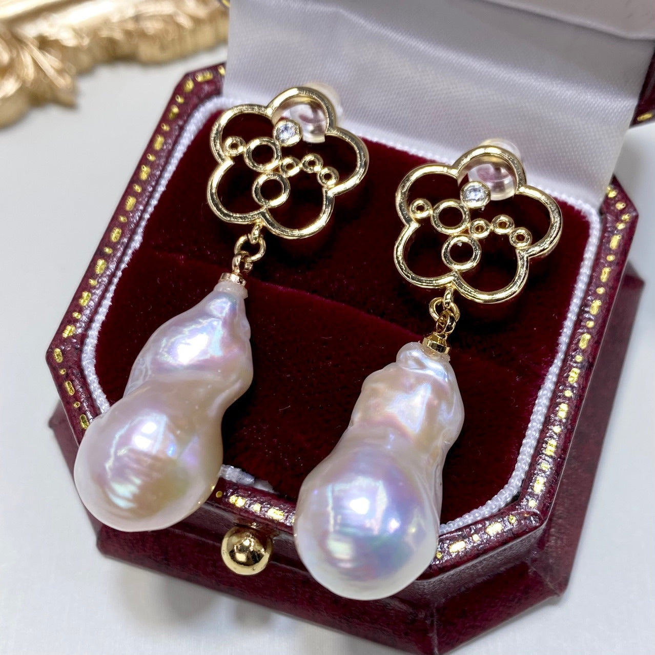 New Natural Baroque Shaped Pearl Earrings