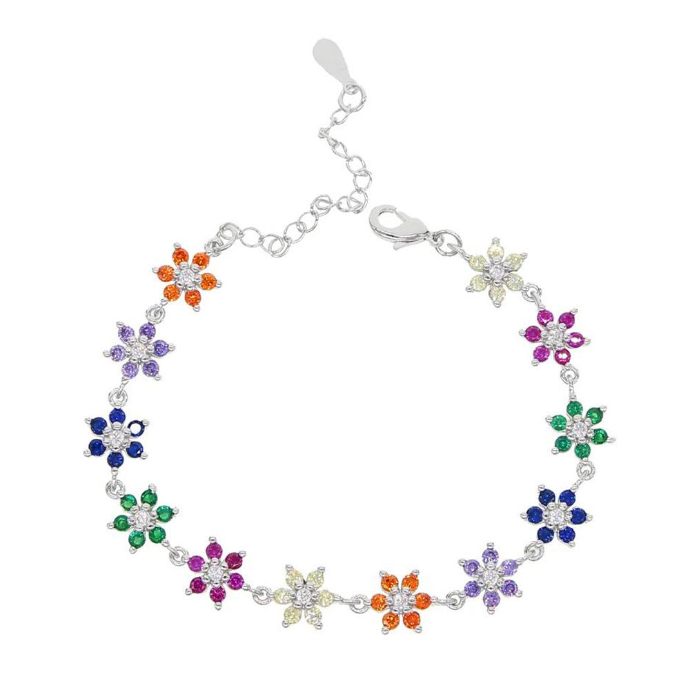 Chaîne en Zircon couleur or, nouveau Bracelet à fleurs colorées