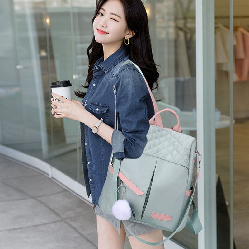Sac à bandoulière en tissu Oxford décontracté pour femmes, sac à dos étanche de grande capacité de couleur contrastée