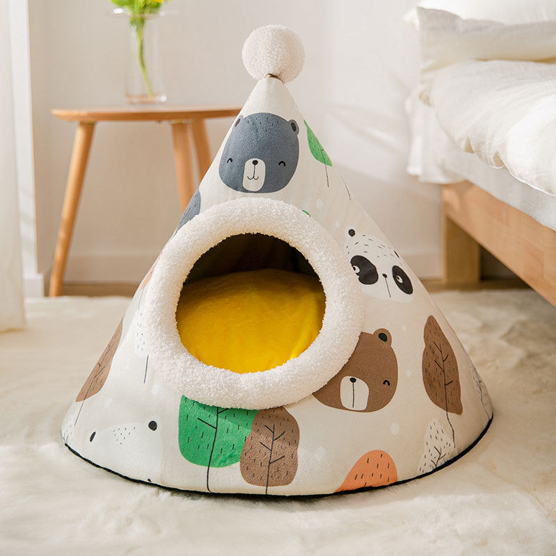 Litière pour chat de maison de yourte triangulaire pour chats litière pour animaux de compagnie fermée