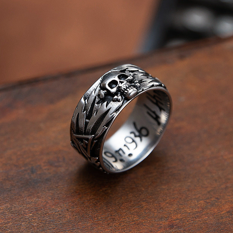 Skull Couple Ring Vintage Old Domineering Men's Cross Stainless Steel Ring