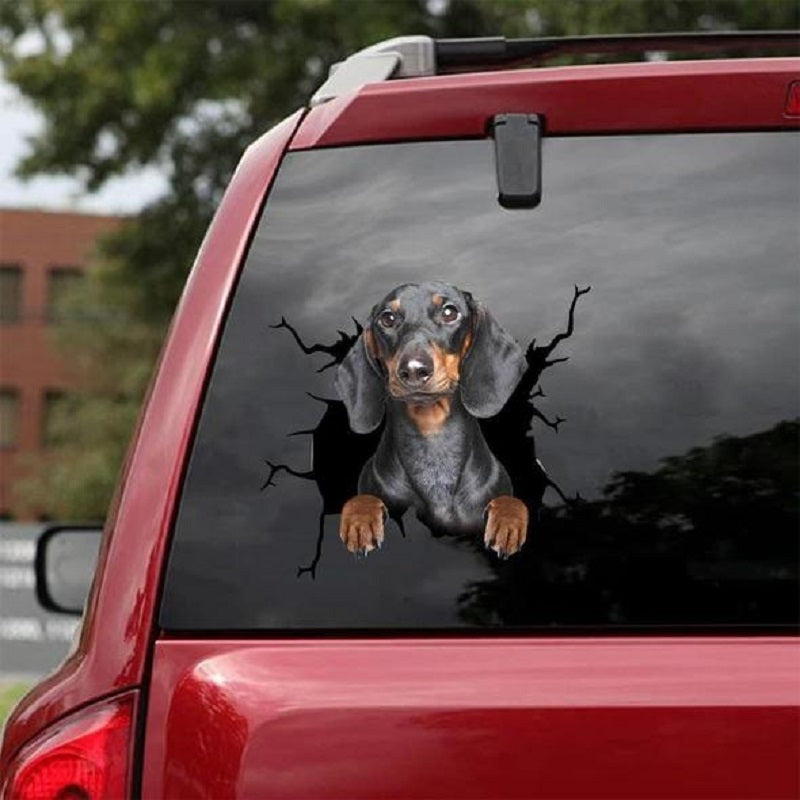 Pared de animales, todo tipo de cachorros, pegatinas electrostáticas creativas con agujero roto para ventana de coche