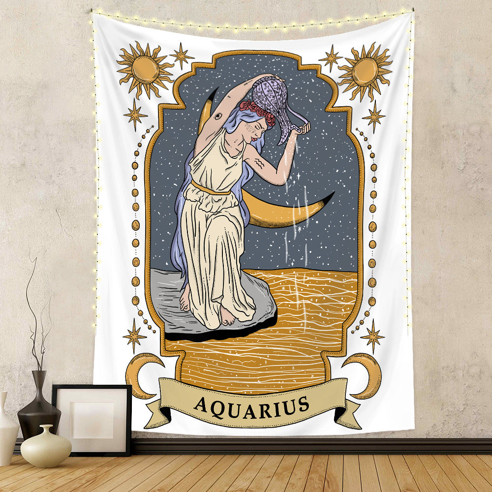 Tapisserie à douze constellations, tapisserie de crâne, tapisserie de Tarot