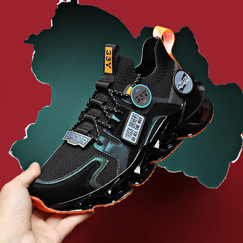 Zapatos deportivos con absorción de impacto y hoja hueca, zapatos informales tejidos voladores transpirables de verano