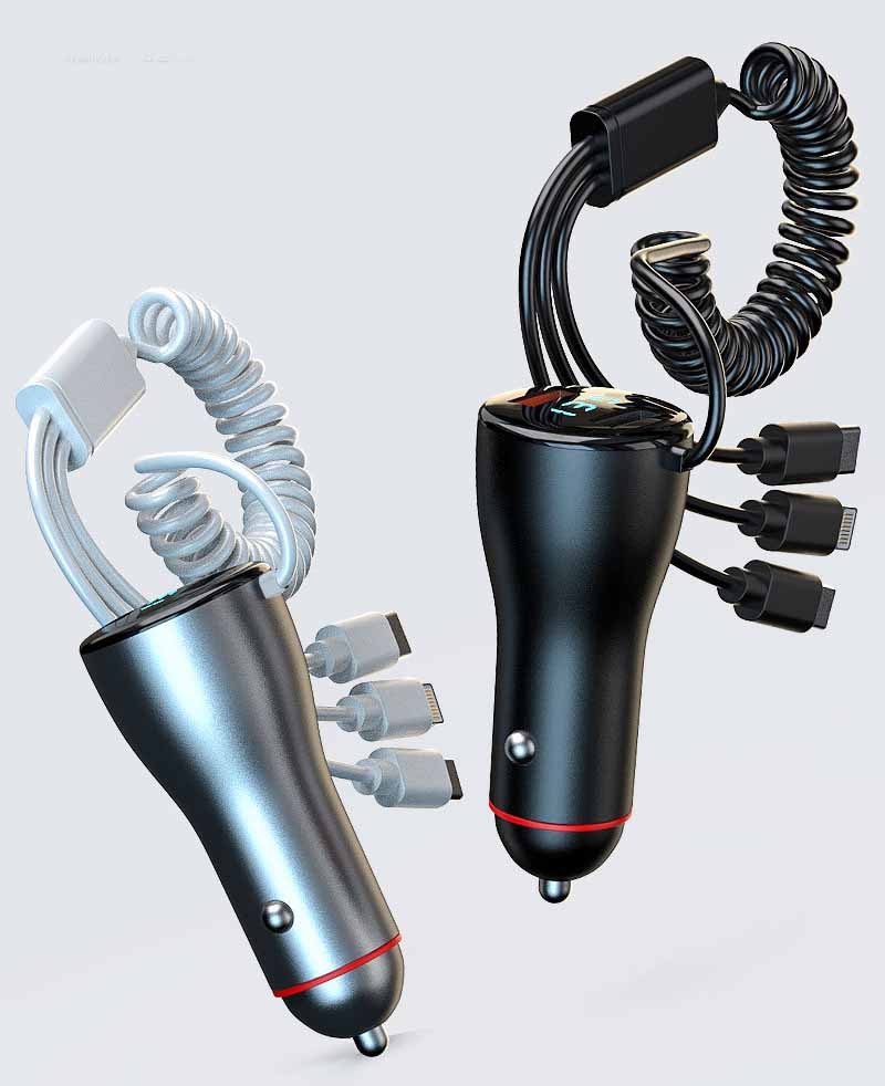 Multifunctional Dual Usb One With Three Wire Charger