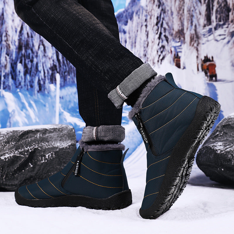 Zapatos de algodón térmico para exteriores, zapatos de invierno con forro polar y cremallera para hombre