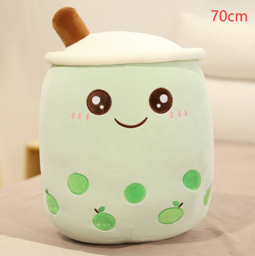 Peluche de boisson aux fruits, mignonne, douce, fraise, lait, thé, tasse de thé Boba, jouet bulle de thé, oreiller, coussin, cadeau pour enfants
