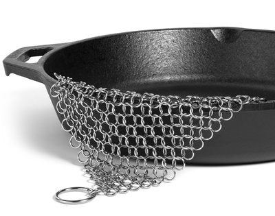 Nettoyeur de fonte en acier inoxydable argenté, épurateur de cotte de mailles, ustensiles de cuisine domestiques, nettoyage pour poêles, poêles à gril