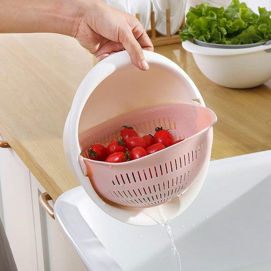 Panier de vidange de nettoyage de fruits et légumes creux à double couche détachable Portable nouilles de riz lavées