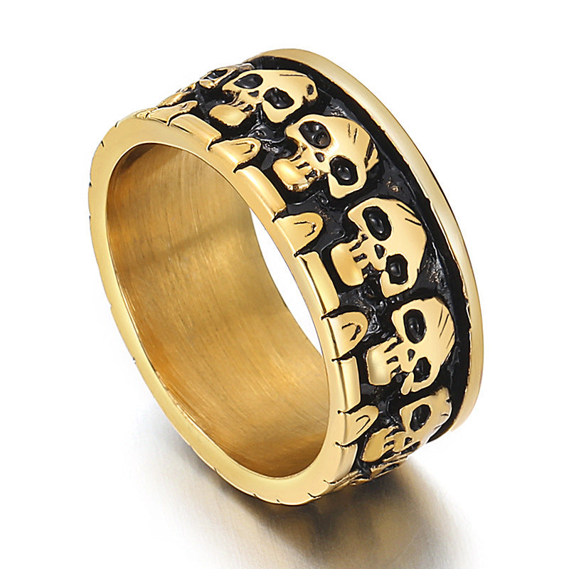 Bague en acier titane pour hommes crâne dominateur