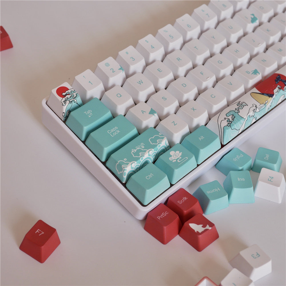 Capuchons de touches de mer de corail, clavier mécanique à Sublimation à cinq faces en PBT
