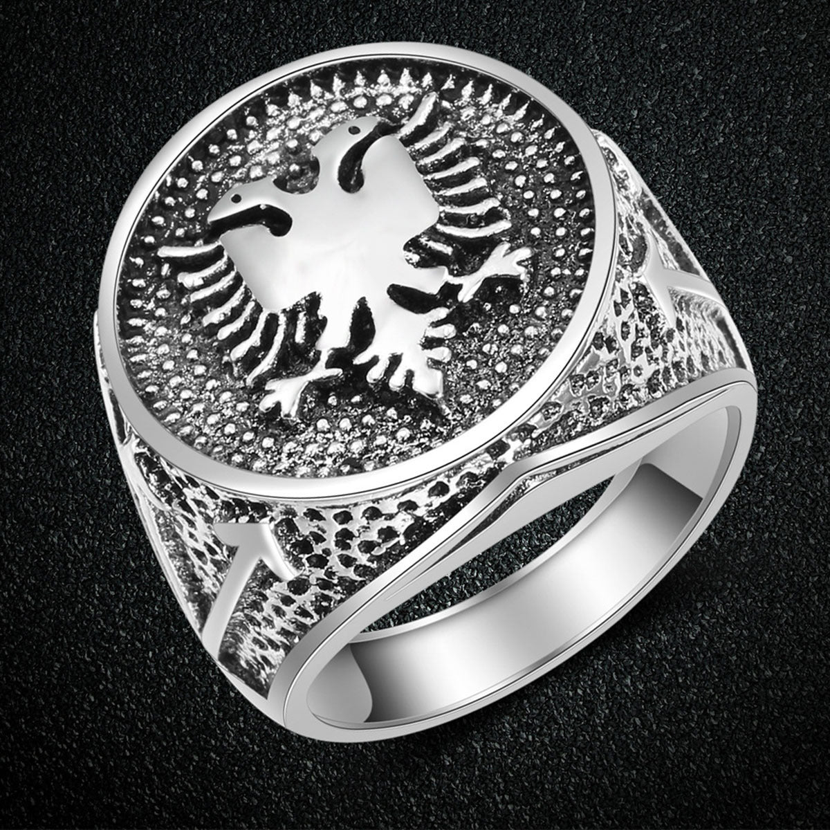 New Men's Albania Flag Logo Ring
