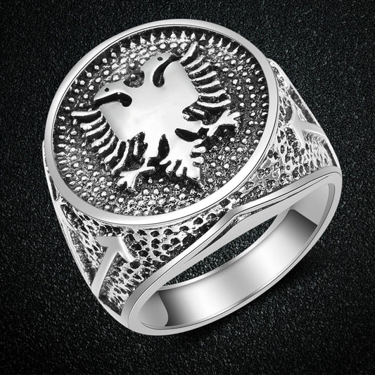 New Men's Albania Flag Logo Ring