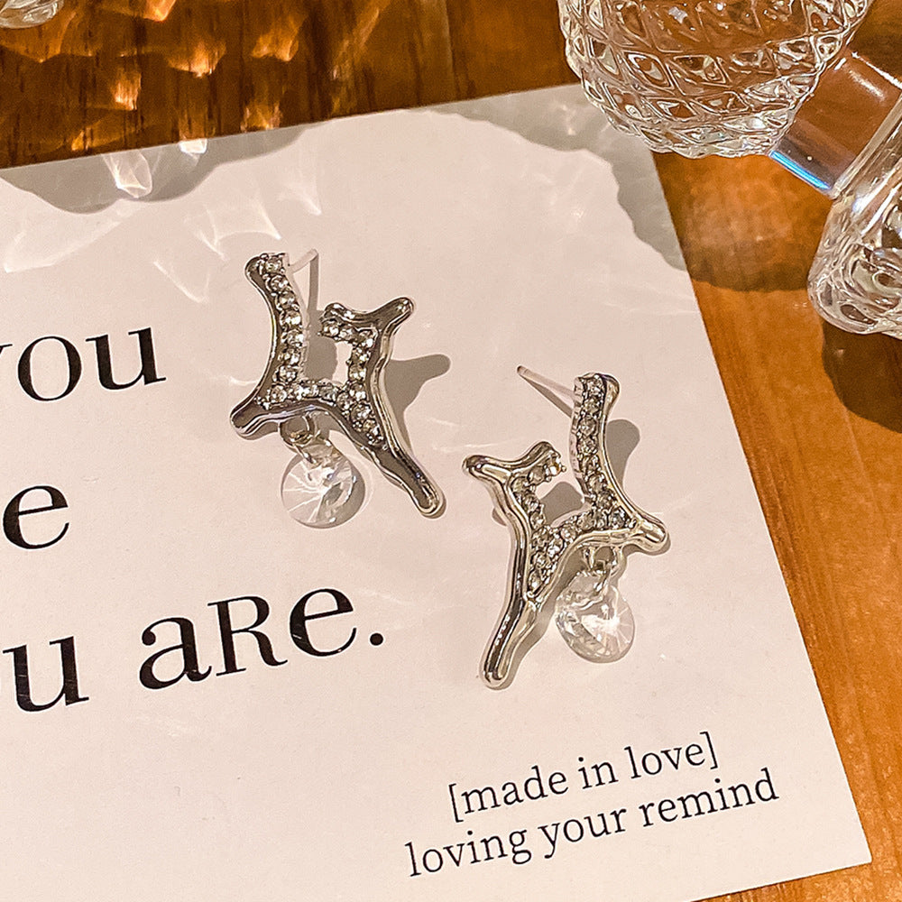 Boucles d'oreilles en Zircon en forme de cœur, simples, Style froid, en argent, de haute qualité