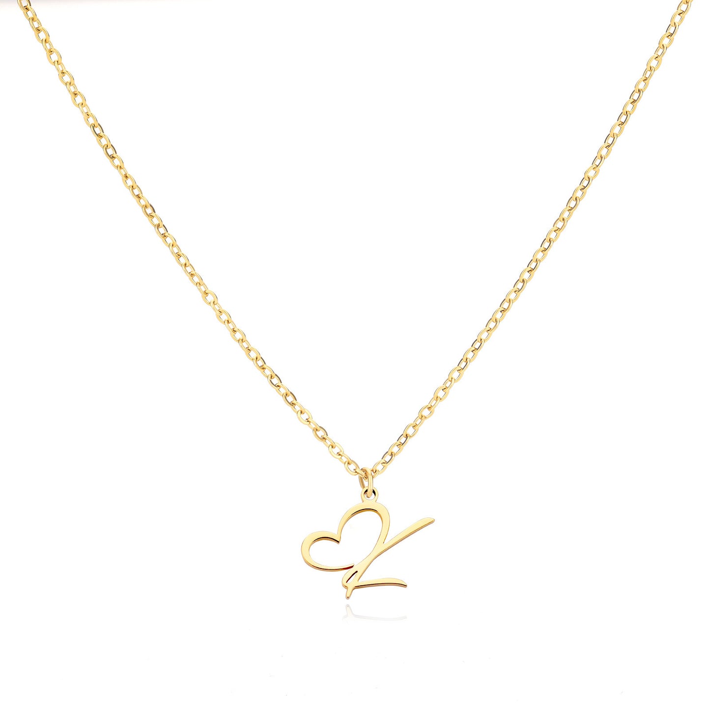 Collier créatif en acier inoxydable avec pendentif lettre cœur Simple pour femmes