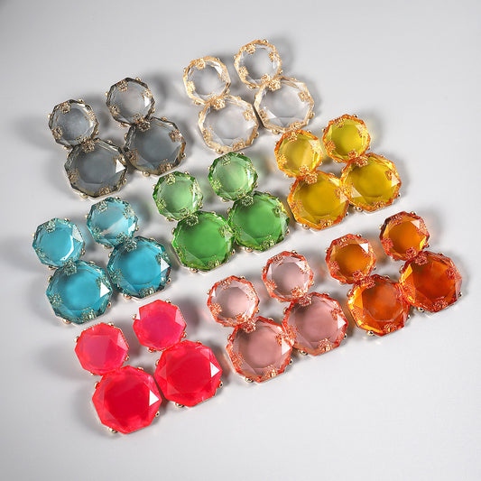 Summer Bohemian Style Transparent Resin Earrings