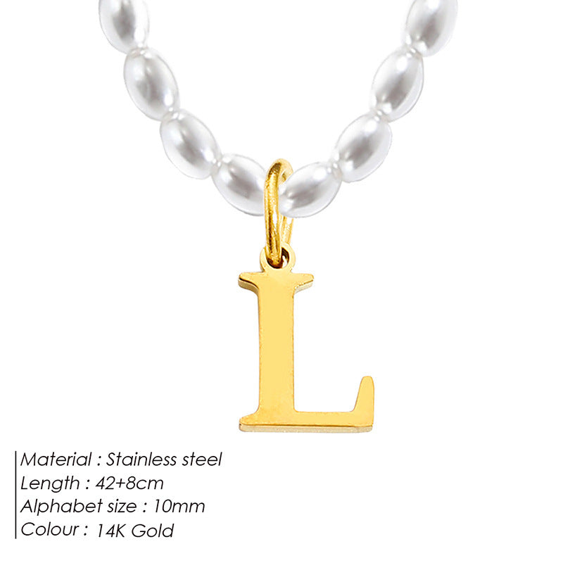 Collar de letras de acero inoxidable con diseño minoritario de lujo ligero