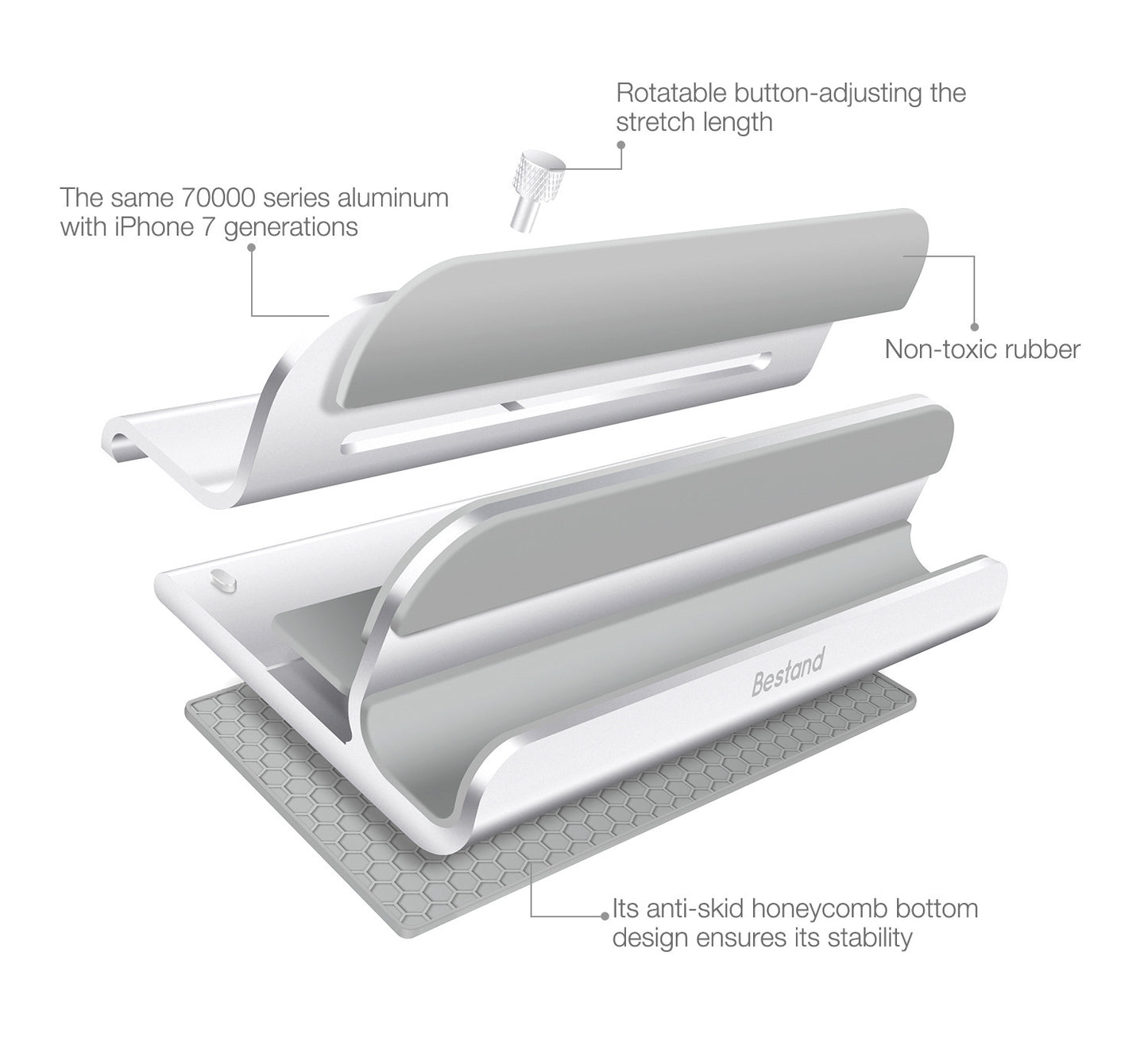 Support en alliage d'aluminium pour tablette