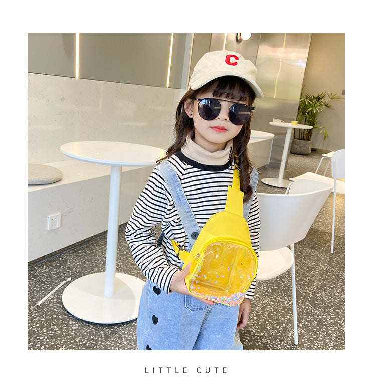 Sac de poitrine en cuir PU de couleur unie pour enfants, sac à bandoulière léger et Cool pour enfants, sables mouvants