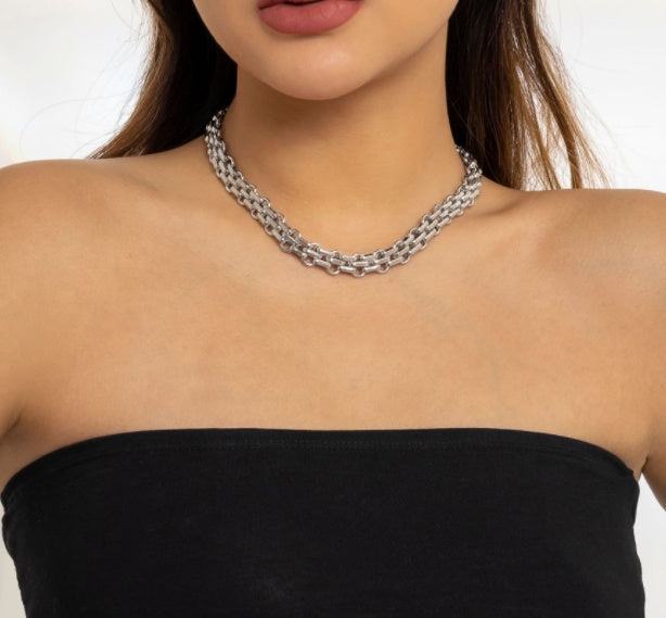 Cadenas de cuello plano de acero inoxidable de hip-hop masculino y femenino