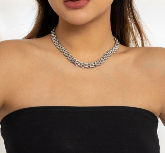 Cadenas de cuello plano de acero inoxidable de hip-hop masculino y femenino