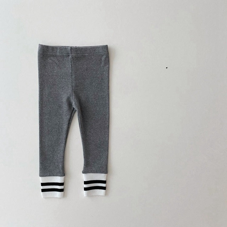 Leggings de fermeture rayés pour bébé, pantalons tendance pour bébé