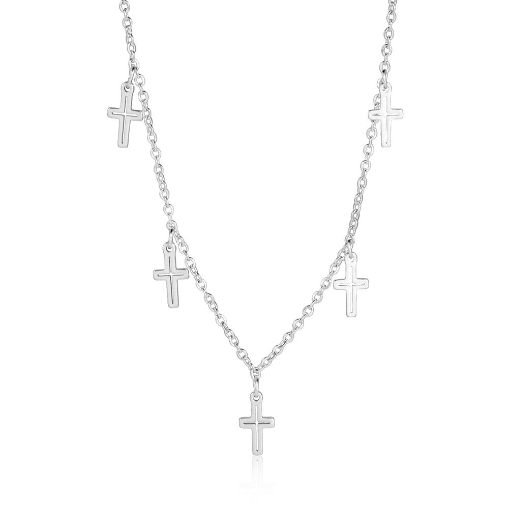 Titanium Steel Cut Advanced Clavicle Chain Cross Pendant