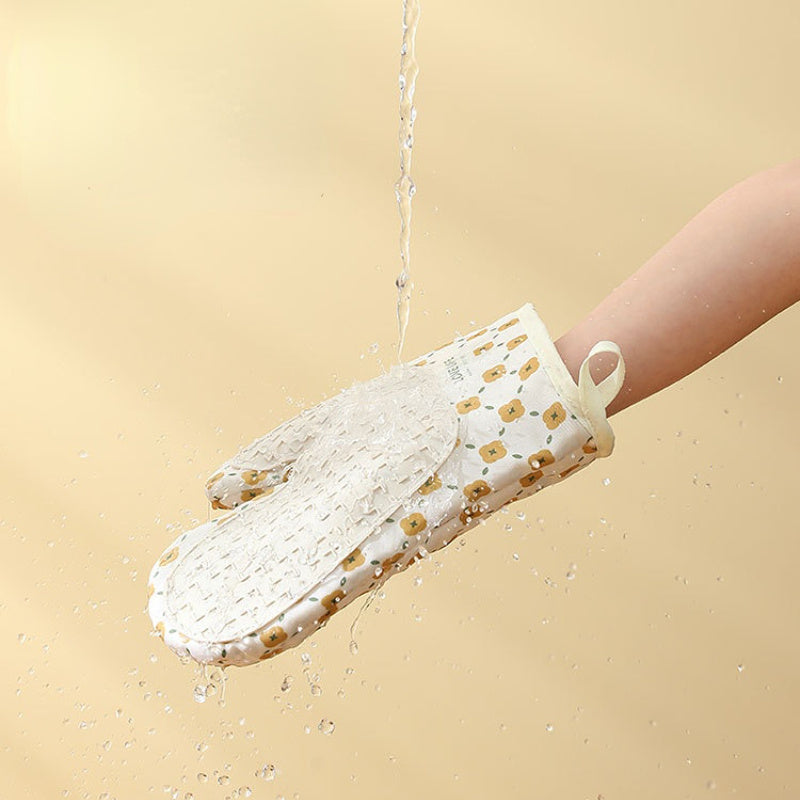 Antiescaldado Microondas Algodón Antideslizante Aislamiento Guantes Horno Mitones Cocina Resistente al calor Algodón espesado Aislamiento térmico Microondas Horno Horno Anti escaldado Guantes para el hogar Herramientas para hornear