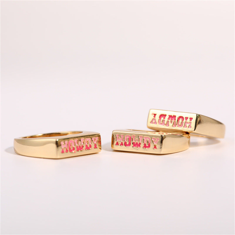 Bague en titane et acier, style européen et américain, phrase anglaise, élément de fleur Howdy, vous êtes parfait
