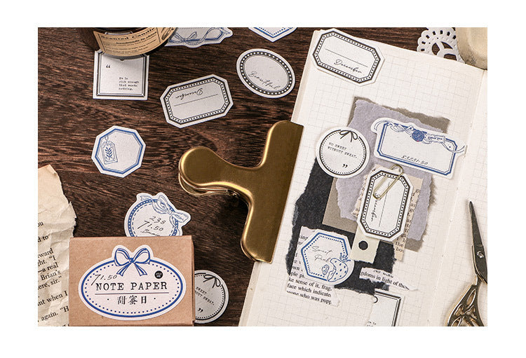 Mini Etiqueta Serie Retro Mano Cuenta DIY Decoración Papel Base 45 Hojas